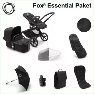 Bugaboo Fox5 ESSENTIAL Stroller Package - BLACK / MIDNIGHT BLACK