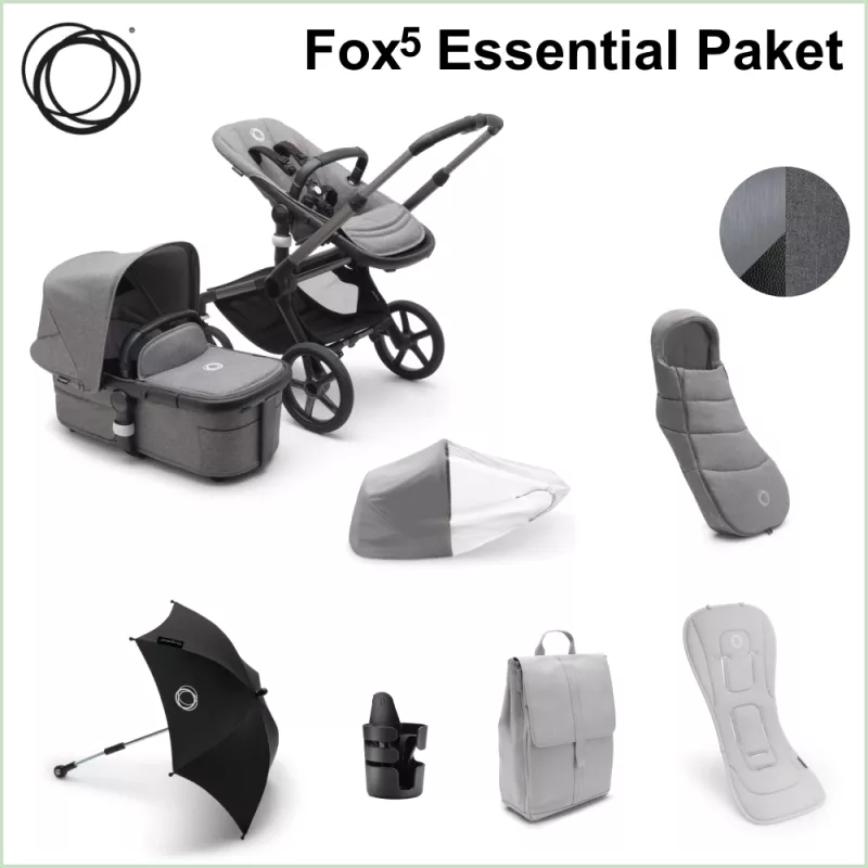 Bugaboo Fox5 ESSENTIAL Barnvagnspaket - GRAPHITE / GREY MELANGE