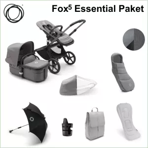 Bugaboo Fox5 ESSENTIAL Stroller Package - GRAPHITE / GREY MELANGE