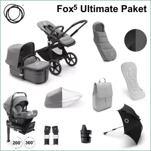 Bugaboo Fox5 ULTIMATE Stroller Package - BLACK / GREY MELANGE