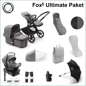 Bugaboo Fox5 ULTIMATE Barnvagnspaket - BLACK / GREY MELANGE