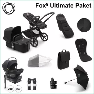 Bugaboo Fox5 ULTIMATE Barnvagnspaket - BLACK / MIDNIGHT BLACK