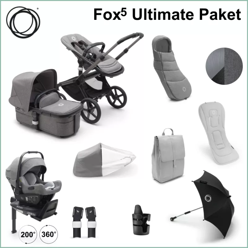 Bugaboo Fox5 ULTIMATE Stroller Package - GRAPHITE / GREY MELANGE