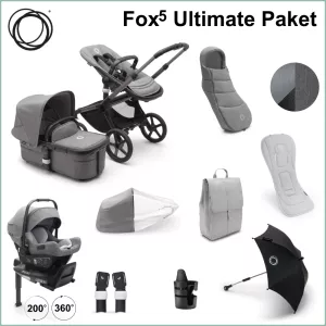 Bugaboo Fox5 ULTIMATE Barnvagnspaket - GRAPHITE / GREY MELANGE