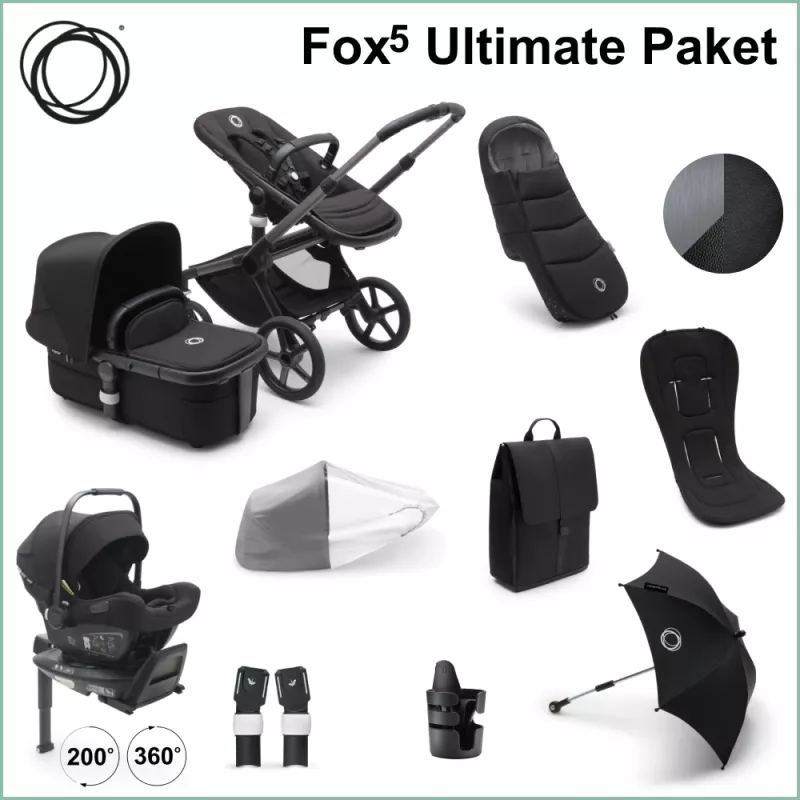 Bugaboo Fox5 ULTIMATE Barnvagnspaket - GRAPHITE / BLACK