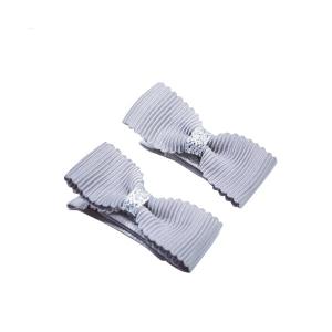 Busy Lizzie Clips with Bow Light Grey