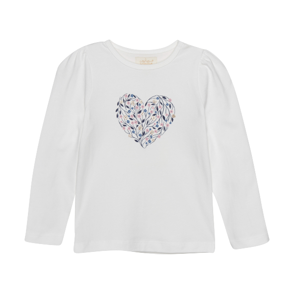 Creamie T-Shirt Long Sleeved Cloud White Floral Heart