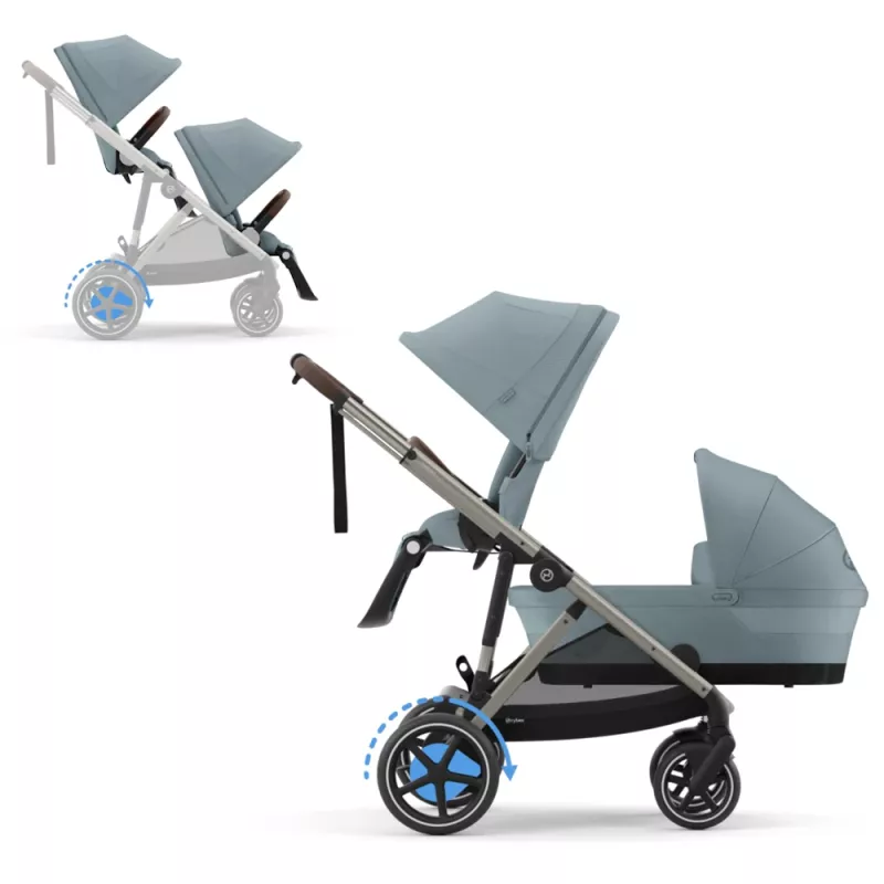 Cybex eGazelle S TAUPE / STORMY BLUE - Sibling Stroller