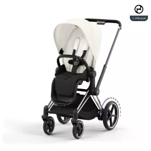 Cybex ePriam LUX Stroller CHROME/ BLACK Chassis OFF WHITE (G4)