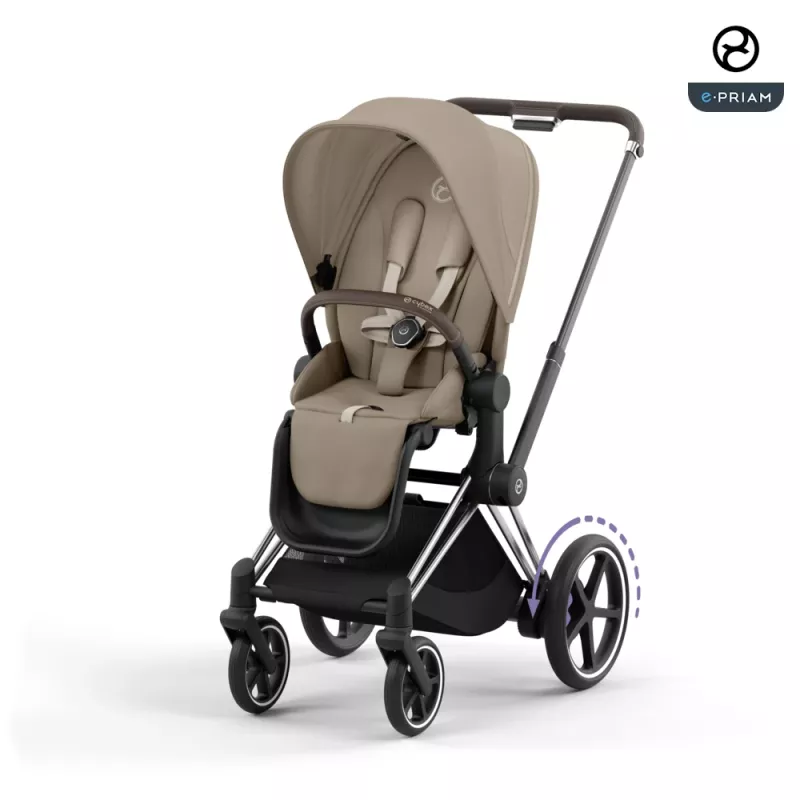 Cybex ePriam LUX Stroller CHROME/ BROWN Chassis COZY BEIGE (G4)
