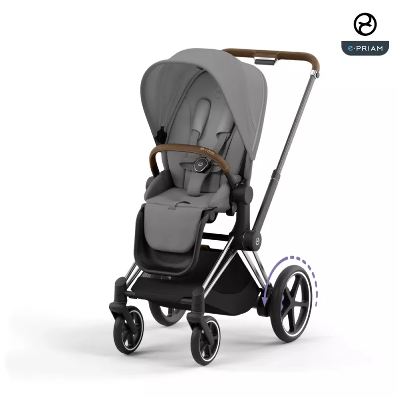 Cybex ePriam LUX Stroller CHROME/ BROWN Chassis MIRAGE GREY (G4)