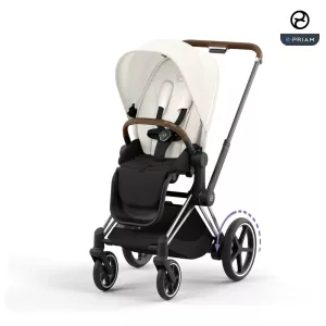 Cybex ePriam LUX Stroller CHROME/ BROWN Chassis OFF WHITE (G4)