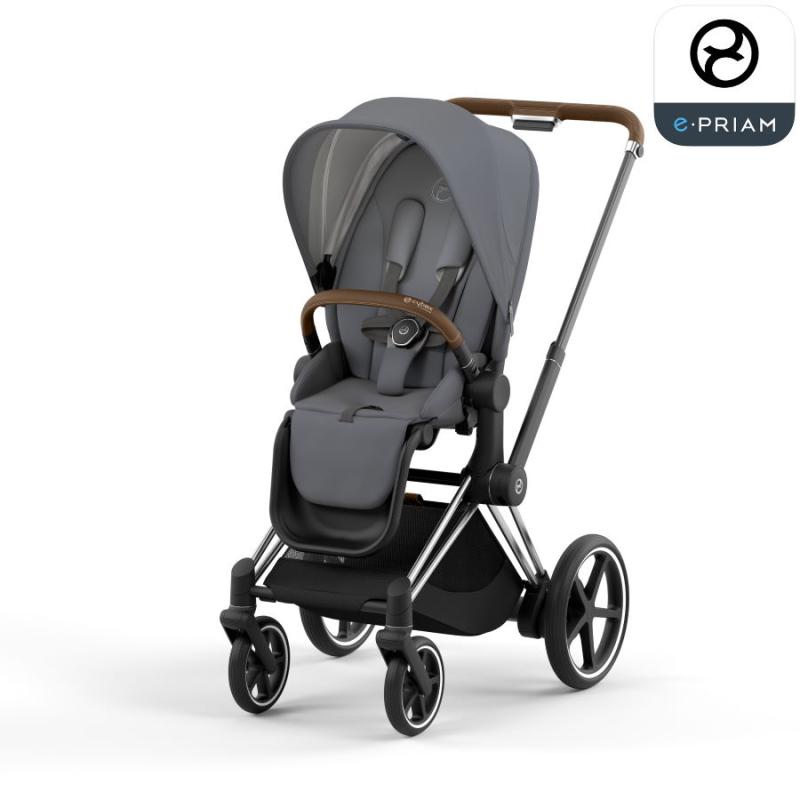 Cybex ePriam LUX Sittvagn CHROME/ BROWN Chassi SOHO GREY (G4)