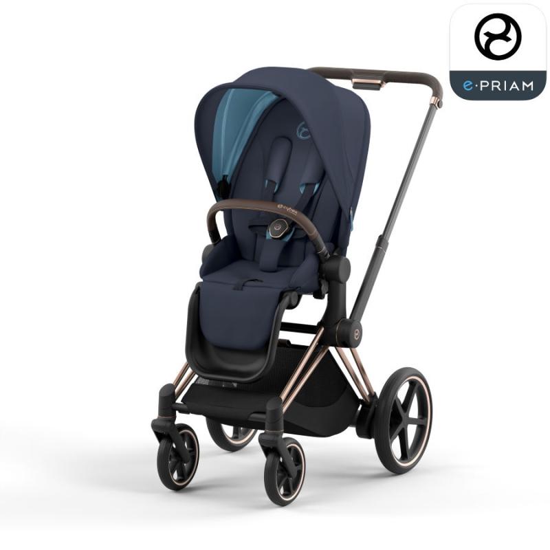 Cybex ePriam LUX Sittvagn ROSEGOLD Chassi NAUTICAL BLUE (G4)