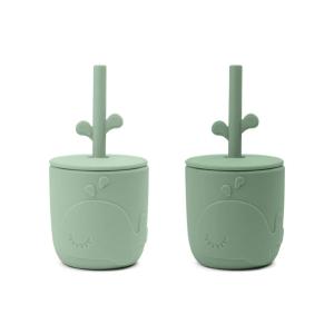 Done By Deer Peekaboo Straw Cup 2-Pack Wally Grön