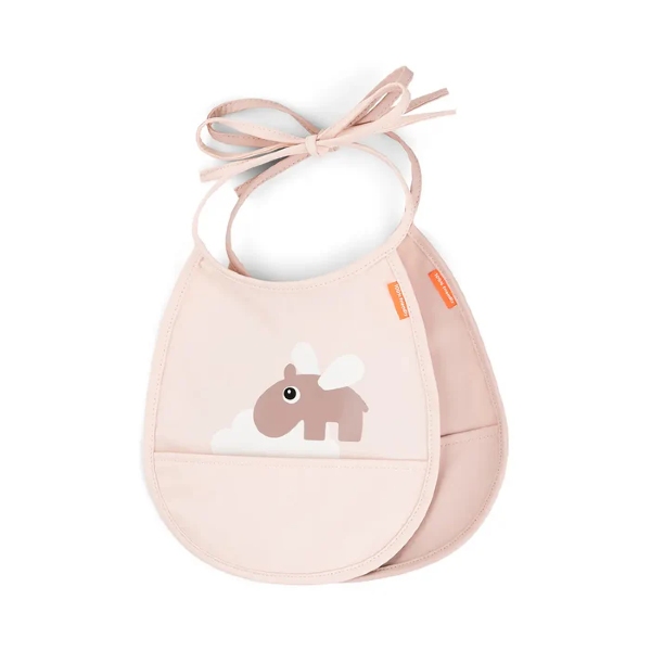 Done By Deer Tiny Pocket Bib 2-pack Happy Clouds Powder