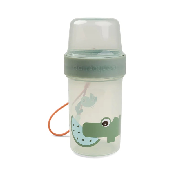 Done By Deer To Go 2-Way Snack Container Croco Green