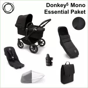 Bugaboo Donkey5 Mono ESSENTIAL Bundle - BLACK / MIDNIGHT BLACK