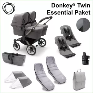 Bugaboo Donkey5 Twin ESSENTIAL Bundle - GRAPHITE / GREY MELANGE