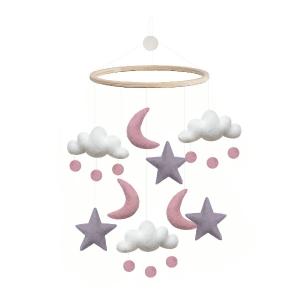 Gamcha Baby Mobile Moon & Stars Pink