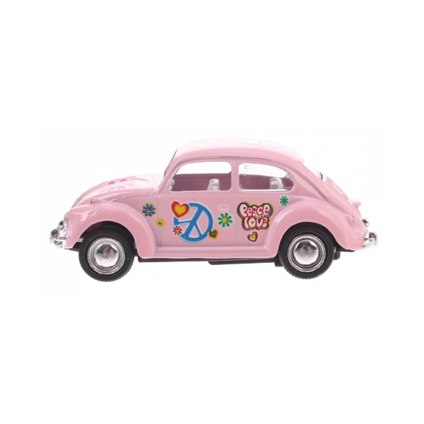 Goki Toy CarClassic VW Beetle Flower Power Pink