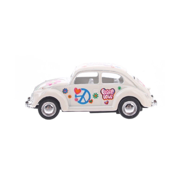 Goki Toy CarClassic VW Beetle Flower Power White