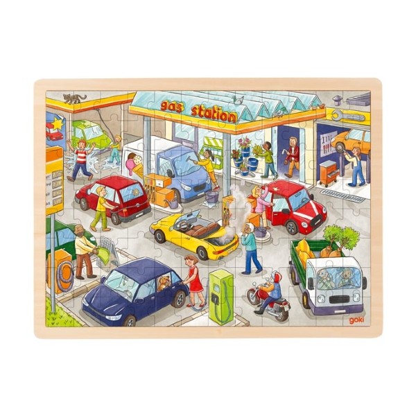 Goki Wooden Puzzle Petrol Station 96 pieces 3+ years