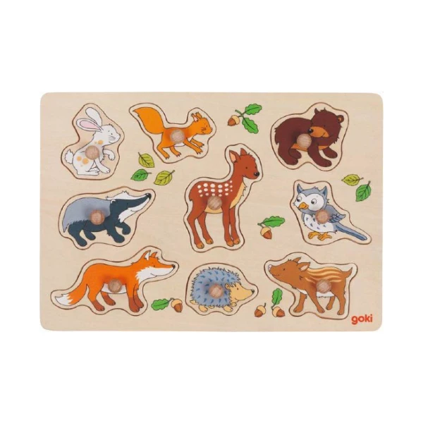 Goki Wooden Knob Puzzle Forest Animals 1+ years