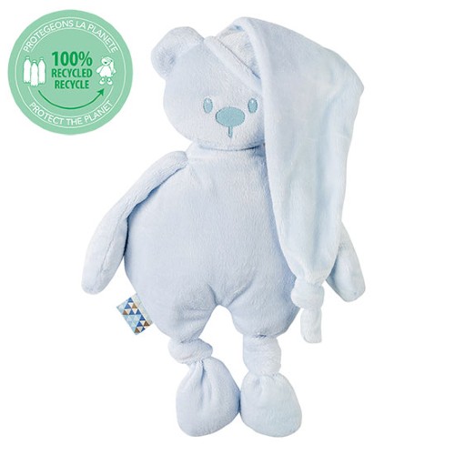 Nattou Lapidou Stuffed Bear With Hood Light Blue rPET 36 cm