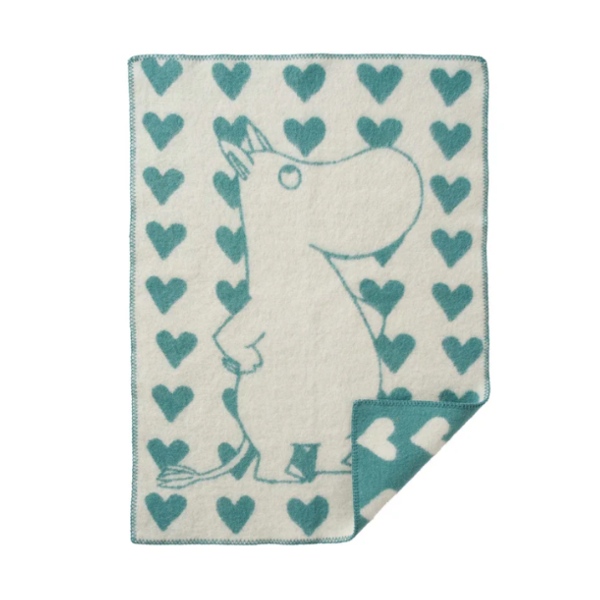 Klippan Filt Ekologisk Ull 60x90 Moomin Heart Blue