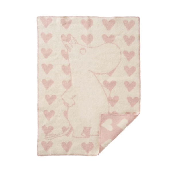 Klippan Wool Blanket Organic 60x90 Moomin Heart Pink