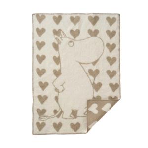 Klippan Filt Ekologisk Ull 60x90 Moomin Heart Taupe