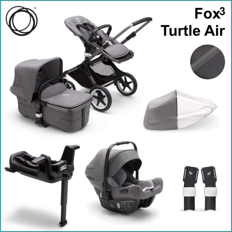Komplett Barnvagnspaket - Bugaboo Fox3 inkl. Turtle Air GRAPHITE / GREY MELANGE