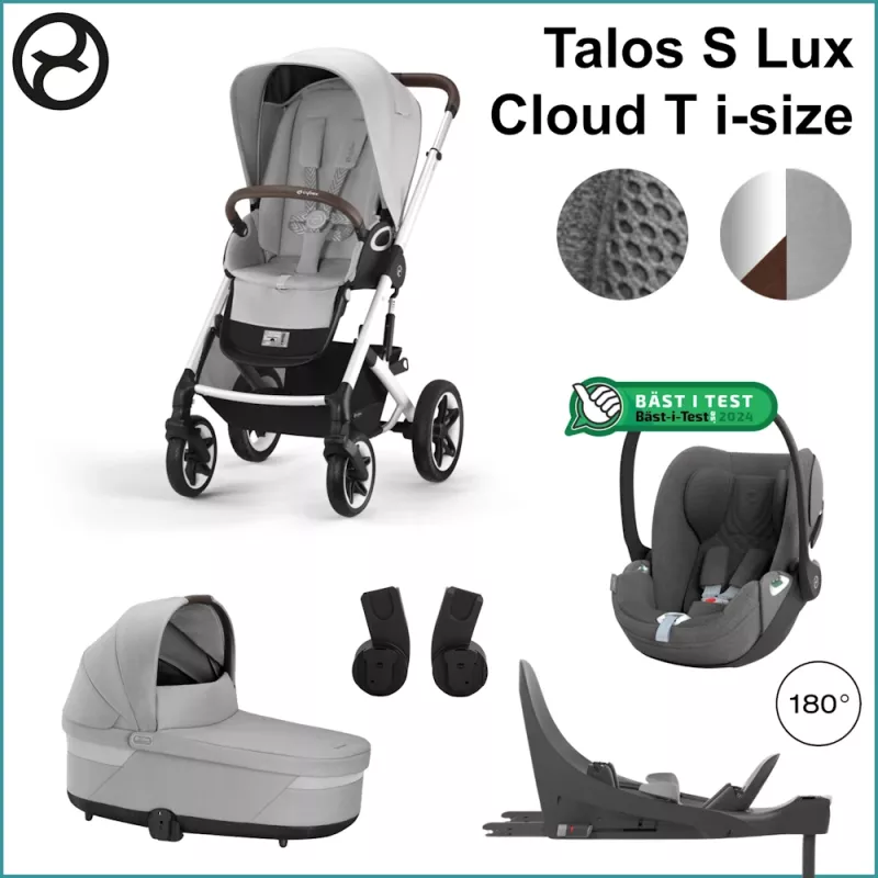 Complete Stroller Kit - Cybex Talos S Lux SILVER / LAVA GREY incl. Cloud T i-Size PLUS