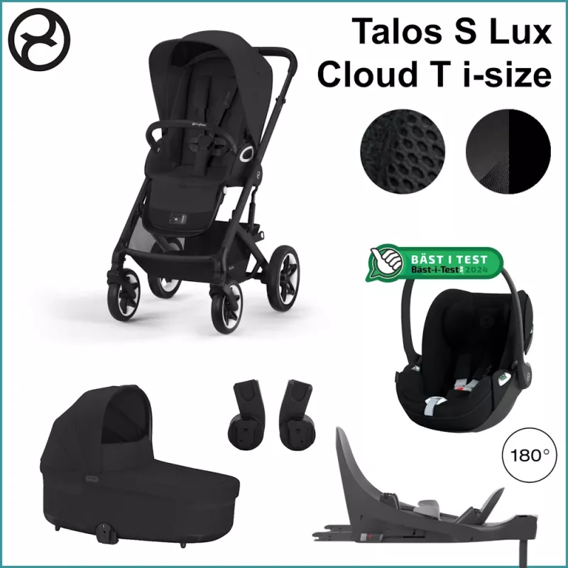 Complete Stroller Kit - Cybex Talos S Lux BLACK / MOON BLACK incl. Cloud T i-Size PLUS