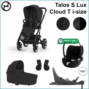 Komplett Barnvagnspaket - Cybex Talos S Lux BLACK / MOON BLACK inkl. Cloud T i-Size PLUS