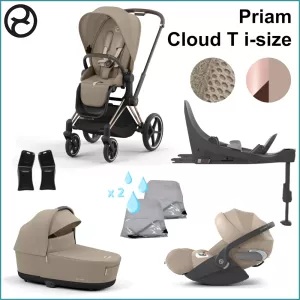 Complete Stroller Kit - Cybex Priam ROSEGOLD / COZY BEIGE incl. Cloud T i-Size PLUS