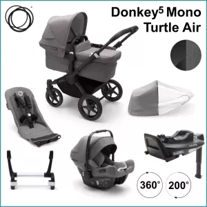 Complete Stroller Kit - Bugaboo Donkey5 Mono incl. Turlte Air BLACK / GREY MELANGE