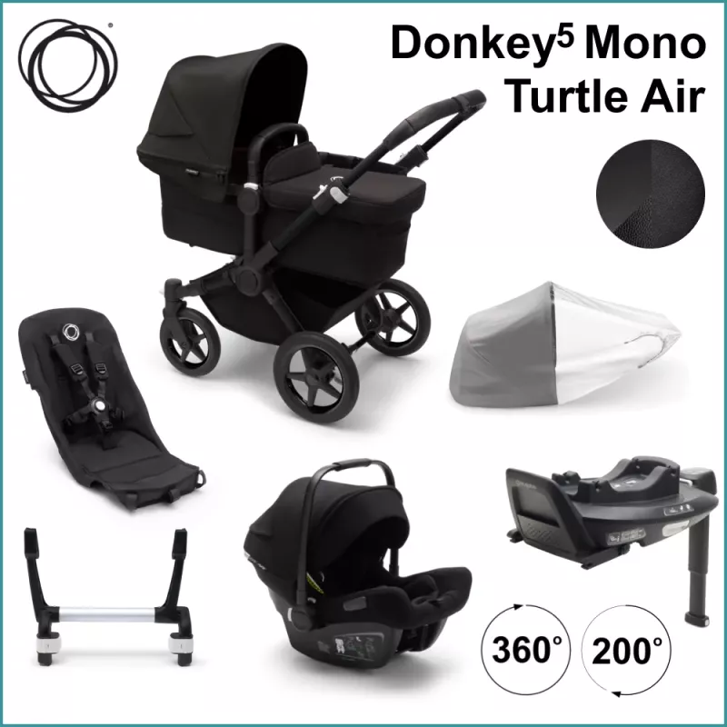 Complete Stroller Kit - Bugaboo Donkey5 Mono incl. Turlte Air BLACK / MIDNIGHT BLACK