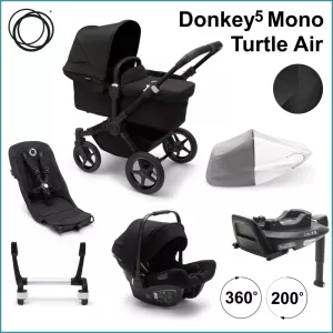 Komplett Barnvagnspaket - Bugaboo Donkey5 Mono inkl. Turtle Air BLACK / MIDNIGHT BLACK