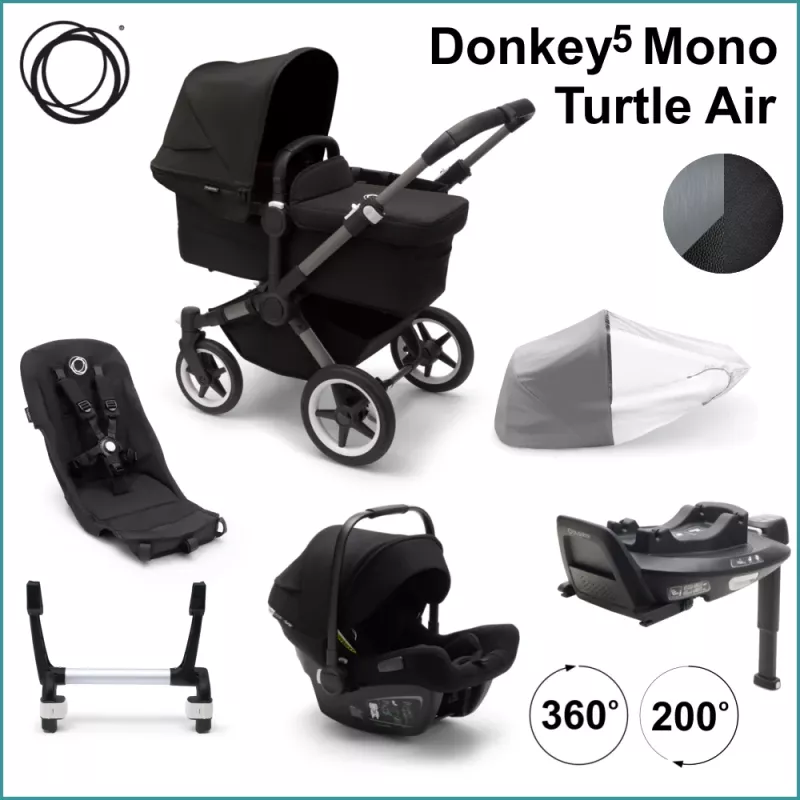 Complete Stroller Kit - Bugaboo Donkey5 Mono incl. Turlte Air GRAPHITE / MIDNIGHT BLACK