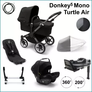 Komplett Barnvagnspaket - Bugaboo Donkey5 Mono inkl. Turtle Air GRAPHITE / MIDNIGHT BLACK