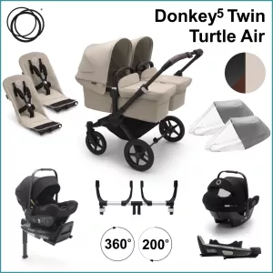 Complete Stroller Kit - Bugaboo Donkey5 Twin incl. Turlte Air BLACK / DESERT TAUPE