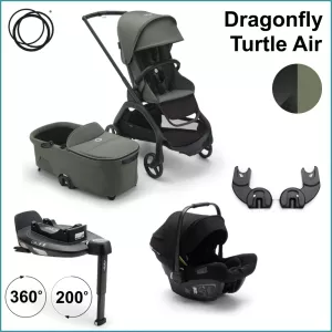 Komplett Barnvagnspaket - Bugaboo Dragonfly inkl. Turtle Air BLACK / FOREST GREEN