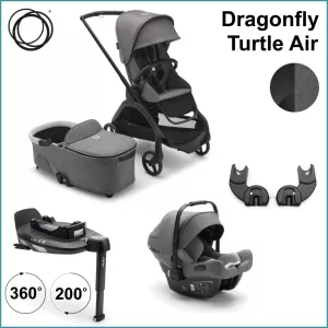 Complete Stroller Kit - Bugaboo Dragonfly incl. Turtle Air BLACK / GREY MELANGE