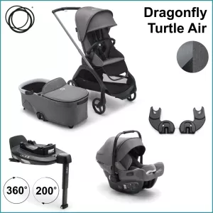 Komplett Barnvagnspaket - Bugaboo Dragonfly inkl. Turtle Air GRAPHITE / GREY MELANGE