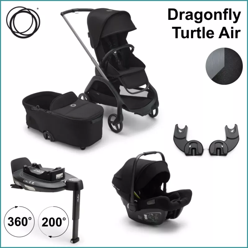 Komplett Barnvagnspaket - Bugaboo Dragonfly inkl. Turtle Air GRAPHITE / MIDNIGHT BLACK