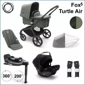 Komplett Barnvagnspaket - Bugaboo Fox5 inkl. Turtle Air BLACK / FOREST GREEN
