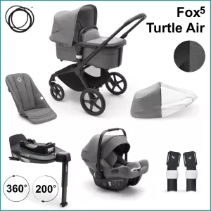 Complete Stroller Kit - Bugaboo Fox5 incl. Turlte Air BLACK / GREY MELANGE