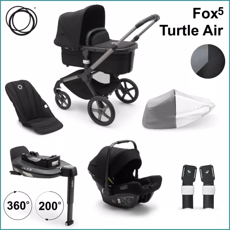 Complete Stroller Kit - Bugaboo Fox5 incl. Turlte Air BLACK / MIDNIGHT BLACK